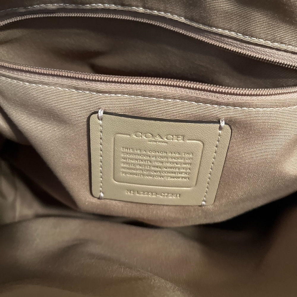 Coach Beige Logo Leather Tote with Printed Strap - Picture 5 of 5